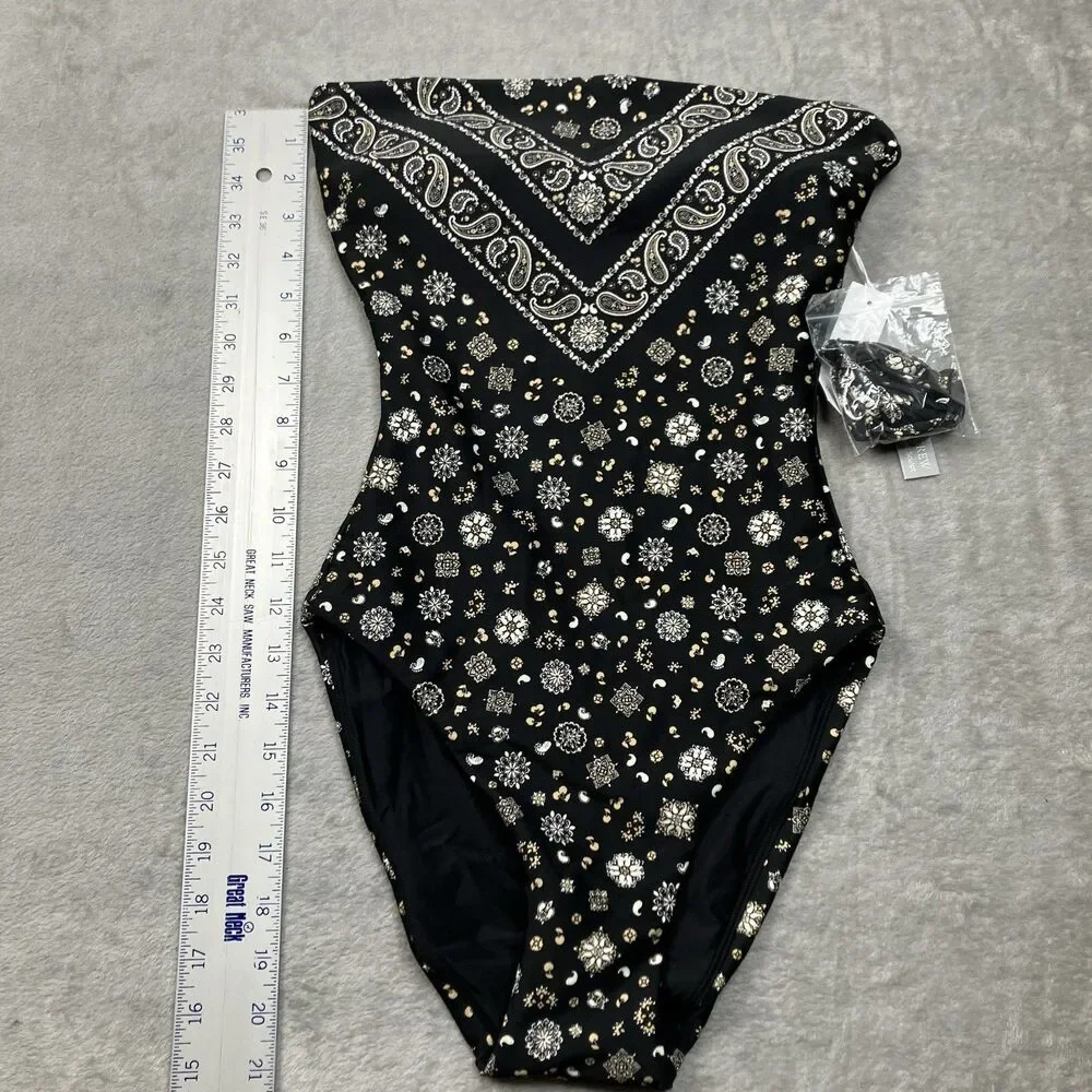 J.Crew Classic Sculpt Gemma One Piece Swimsuit 4 Black Bandana Convertible CS577